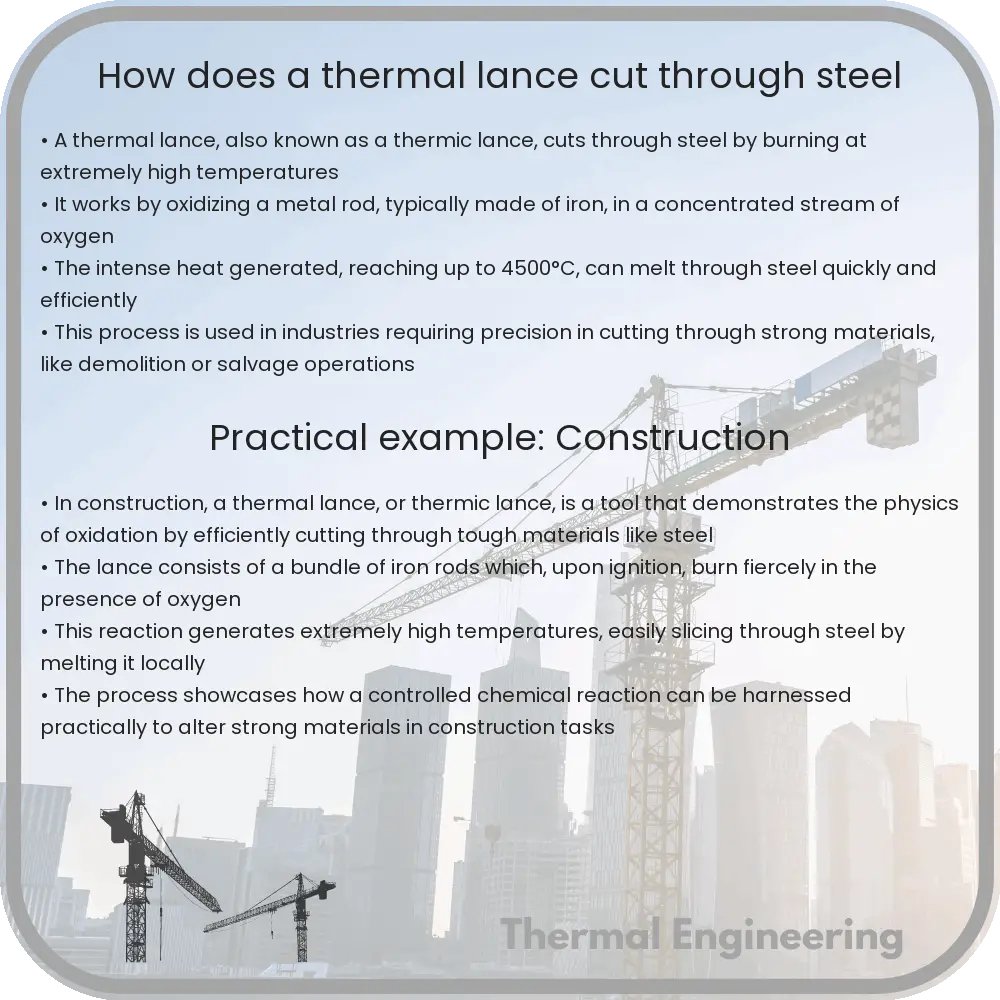 How does a thermal lance cut through steel