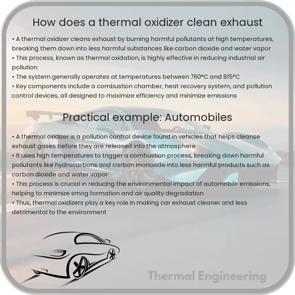 How does a thermal oxidizer clean exhaust