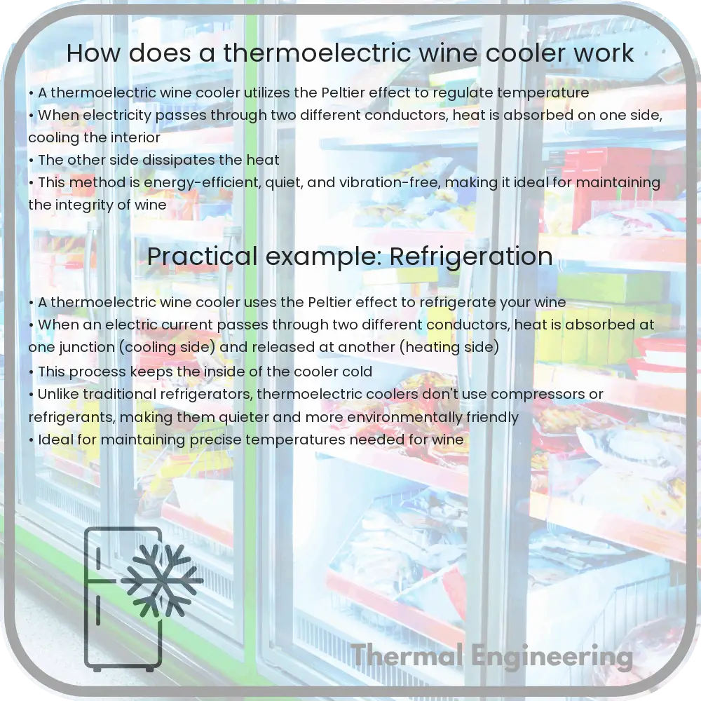 How does a thermoelectric wine cooler work