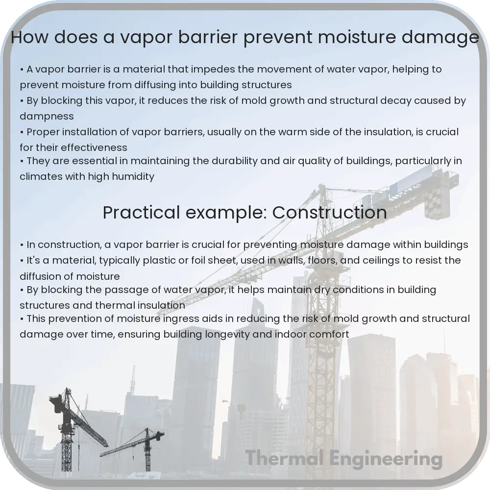 How does a vapor barrier prevent moisture damage
