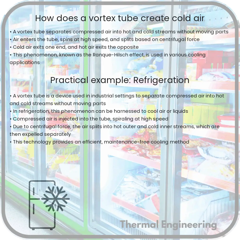 How does a vortex tube create cold air