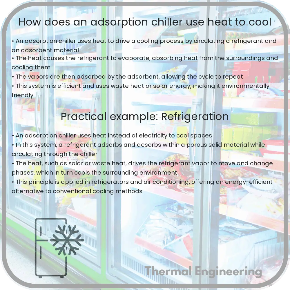 How does an adsorption chiller use heat to cool
