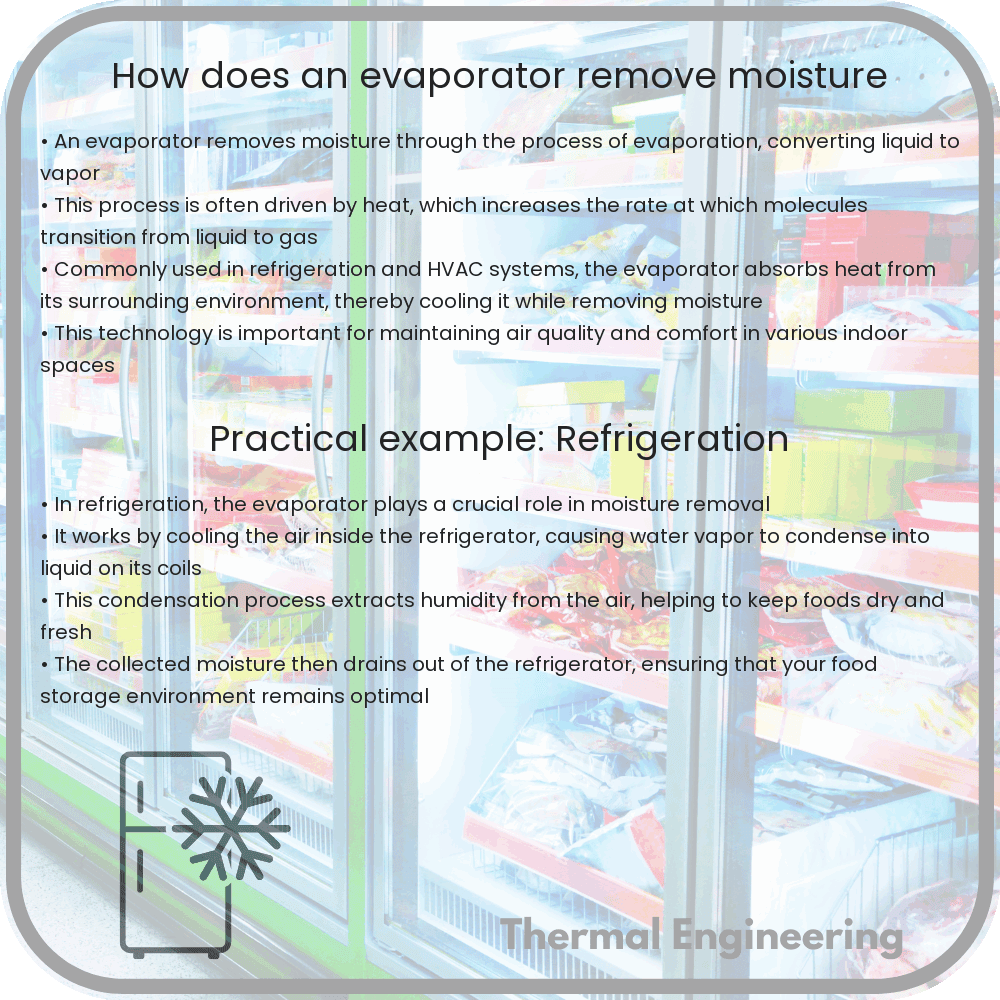 How does an evaporator remove moisture