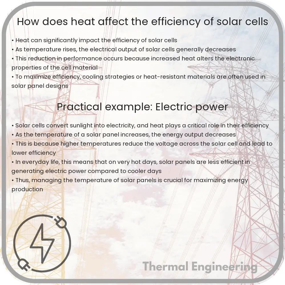 How does heat affect the efficiency of solar cells