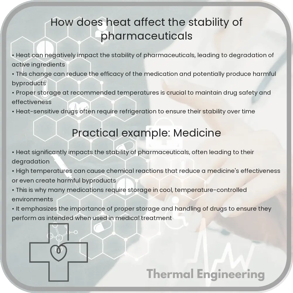 How does heat affect the stability of pharmaceuticals