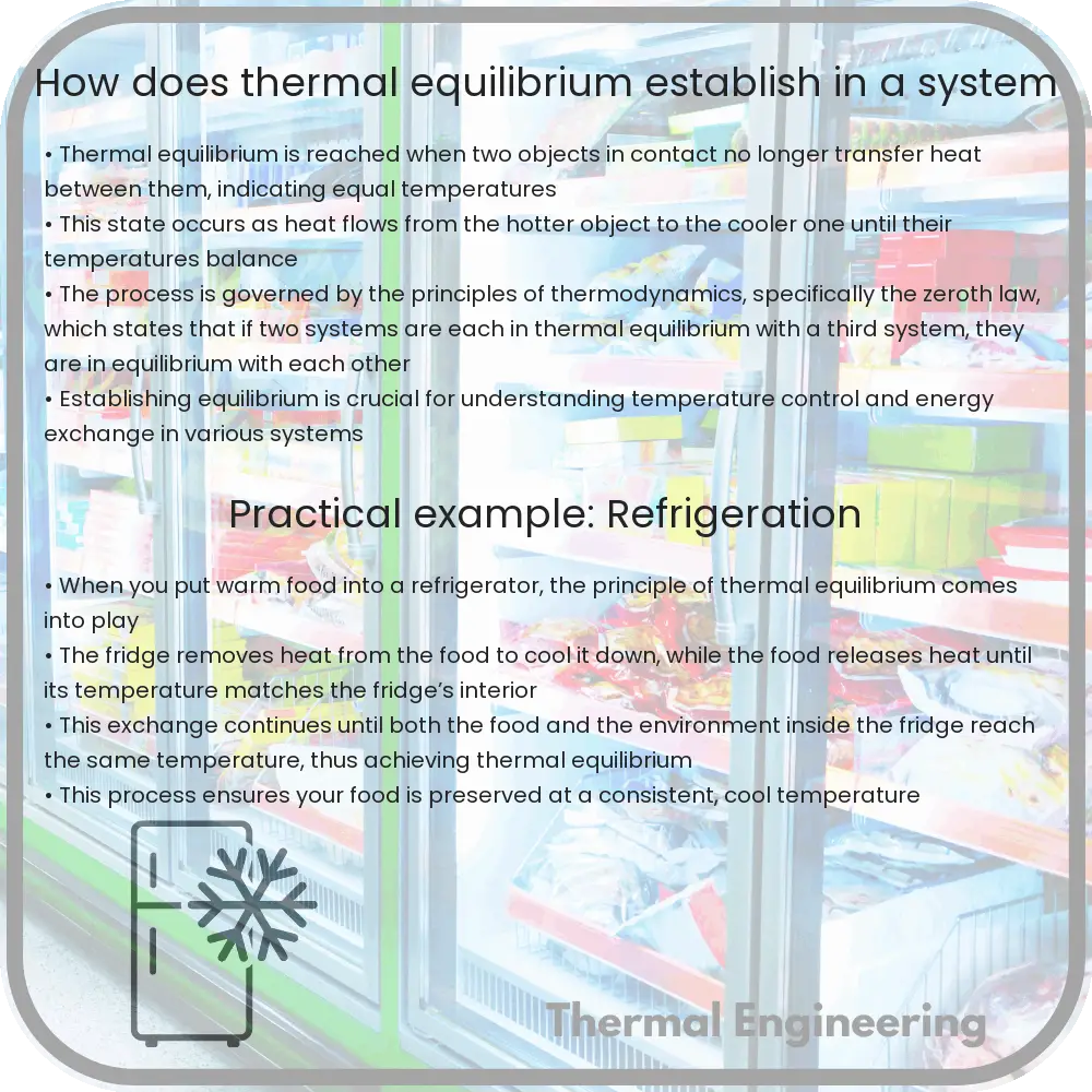 How does thermal equilibrium establish in a system