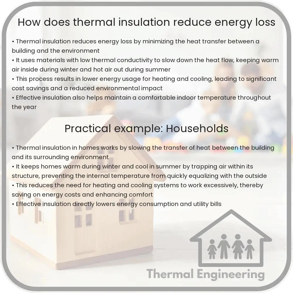 How does thermal insulation reduce energy loss