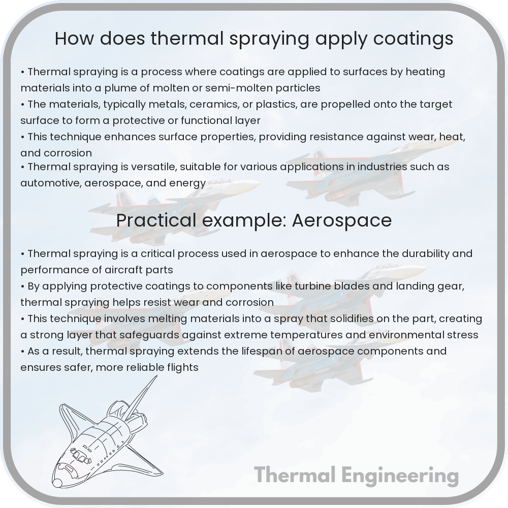 How does thermal spraying apply coatings