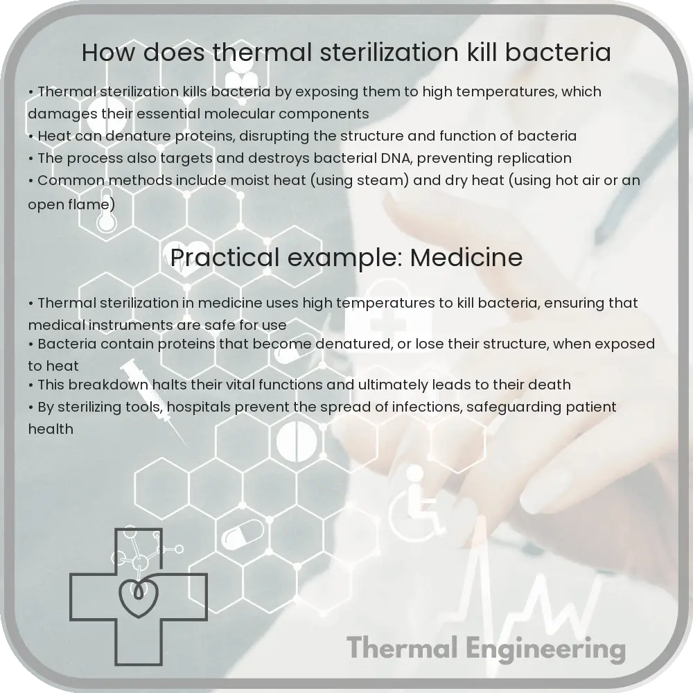 How does thermal sterilization kill bacteria