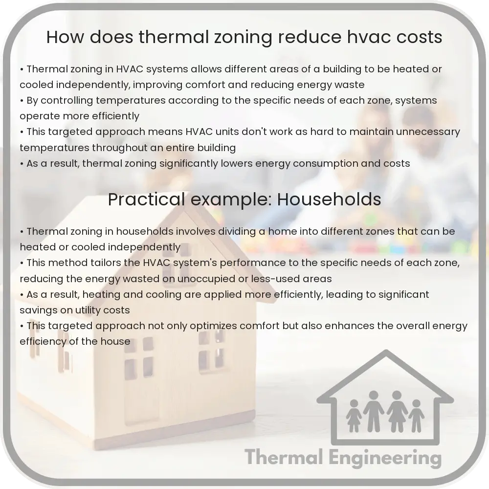 How does thermal zoning reduce HVAC costs