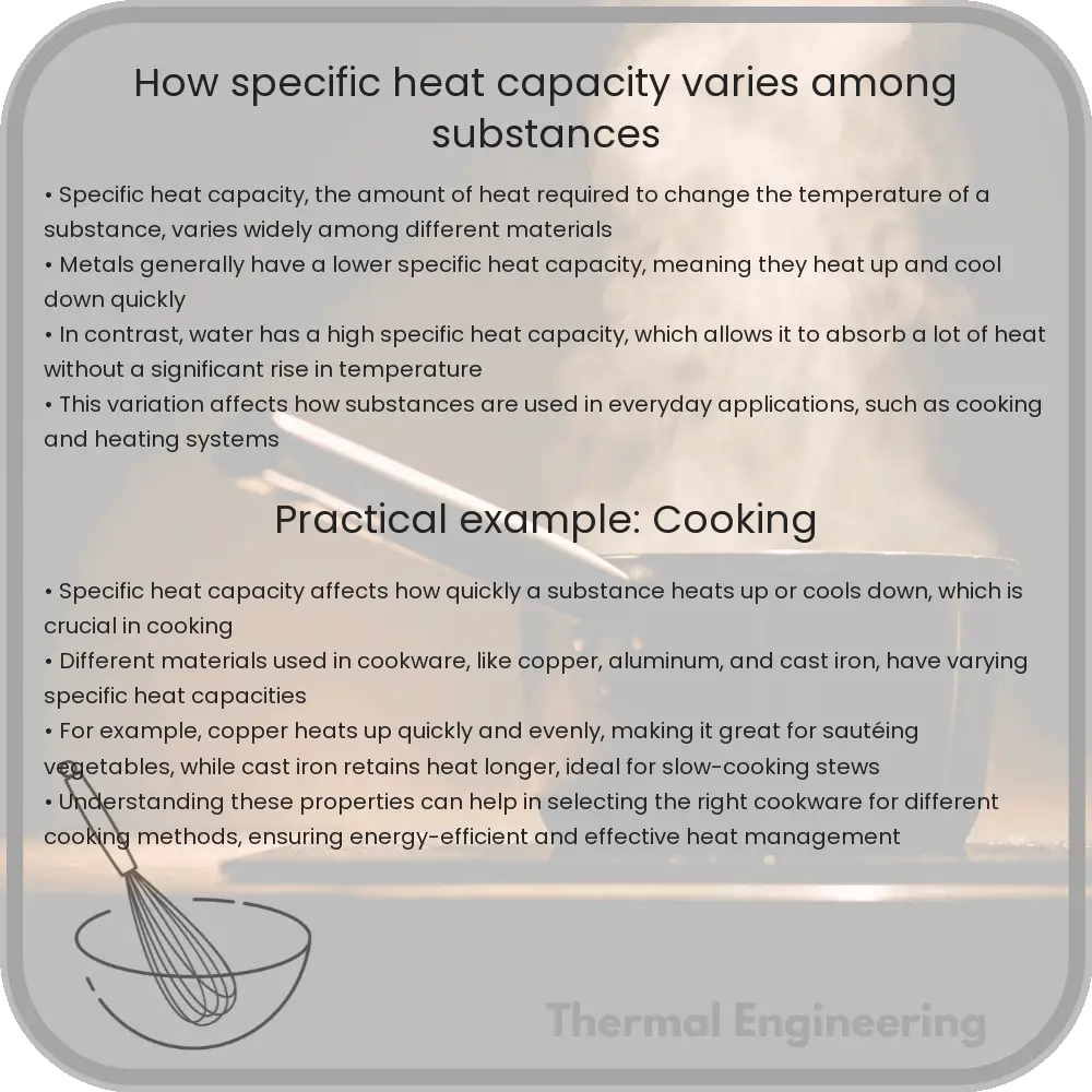 How specific heat capacity varies among substances