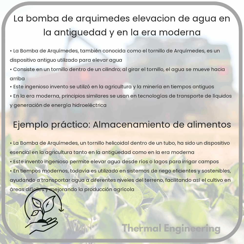 La Bomba de Arquímedes: Elevación de Agua en la Antigüedad y en la Era Moderna
