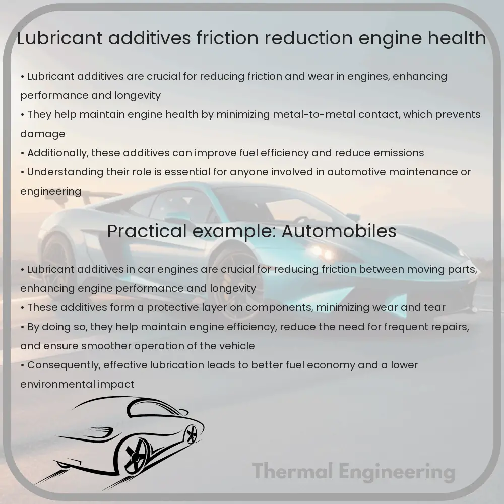 Lubricant Additives Friction Reduction & Engine Health