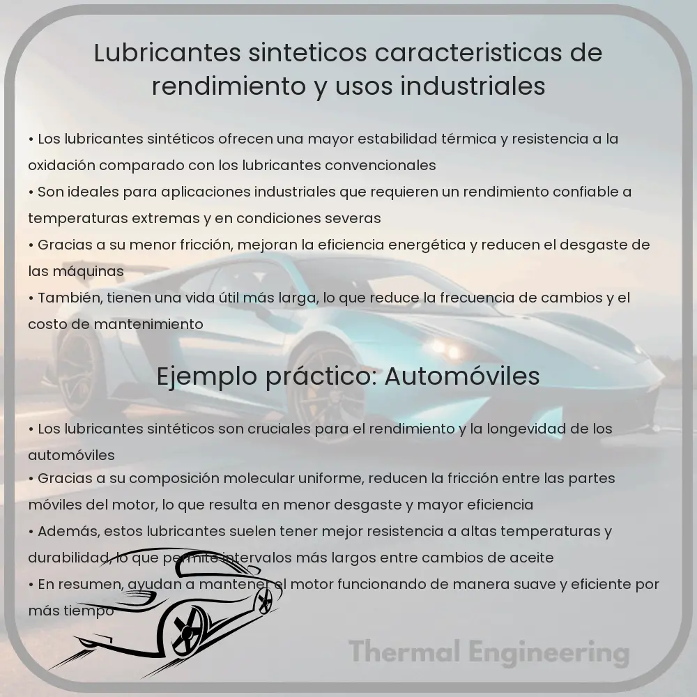 Lubricantes Sintéticos | Características de Rendimiento y Usos Industriales