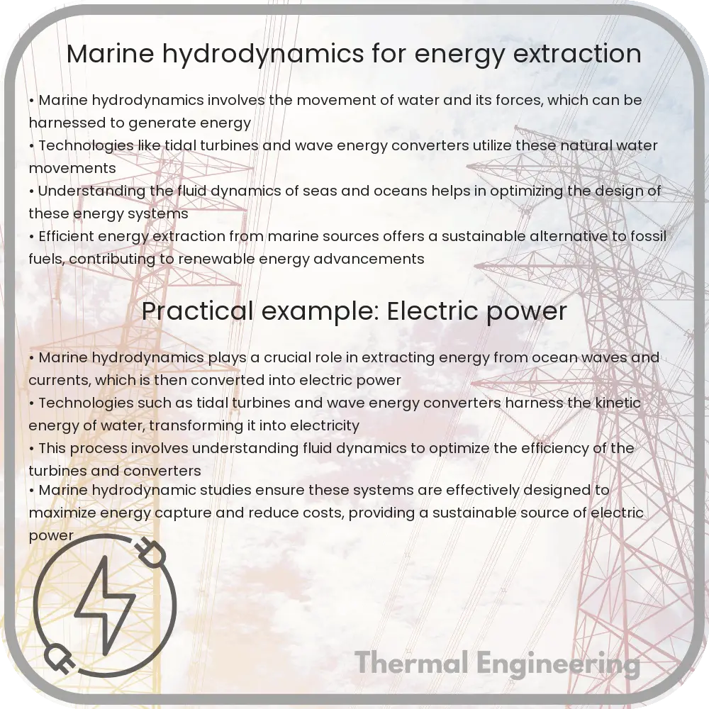 Marine hydrodynamics for energy extraction