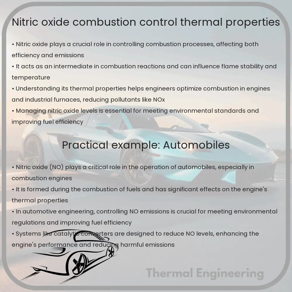 Nitric Oxide Combustion Control, Thermal Properties