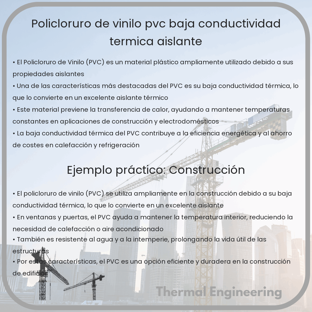 Policloruro de Vinilo (PVC) | Baja Conductividad Térmica, Aislante
