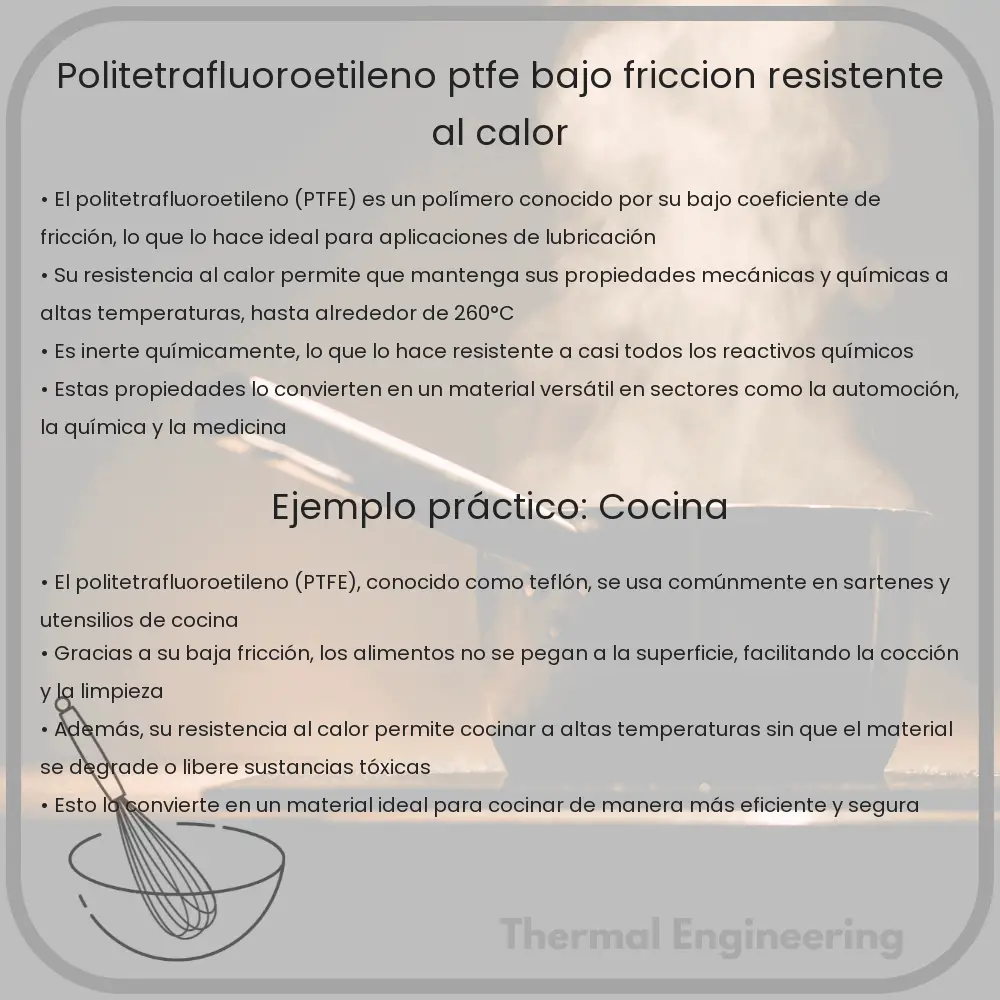 Politetrafluoroetileno (PTFE) | Bajo Fricción, Resistente al Calor