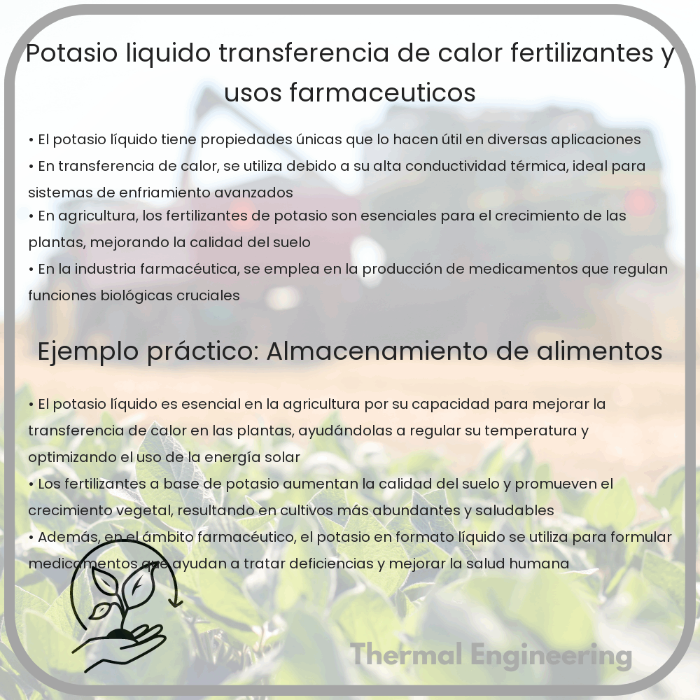 Potasio Líquido | Transferencia de Calor, Fertilizantes y Usos Farmacéuticos