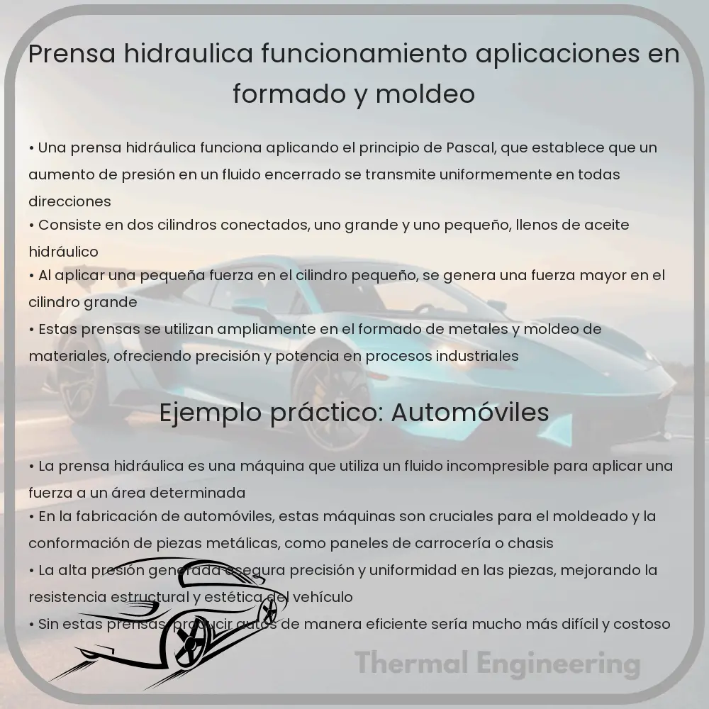 Prensa Hidráulica | Funcionamiento, Aplicaciones en Formado y Moldeo