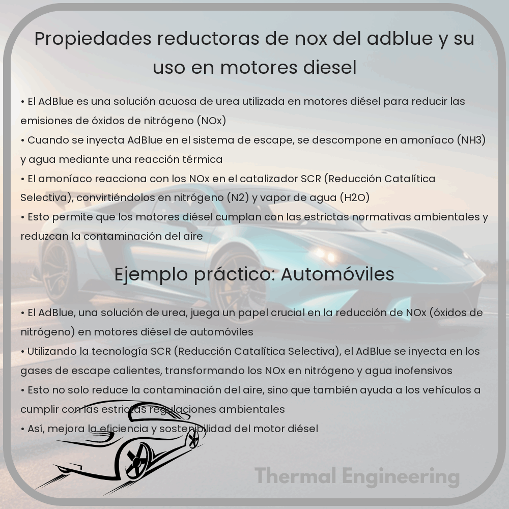 Propiedades Reductoras de NOx del AdBlue y su Uso en Motores Diésel