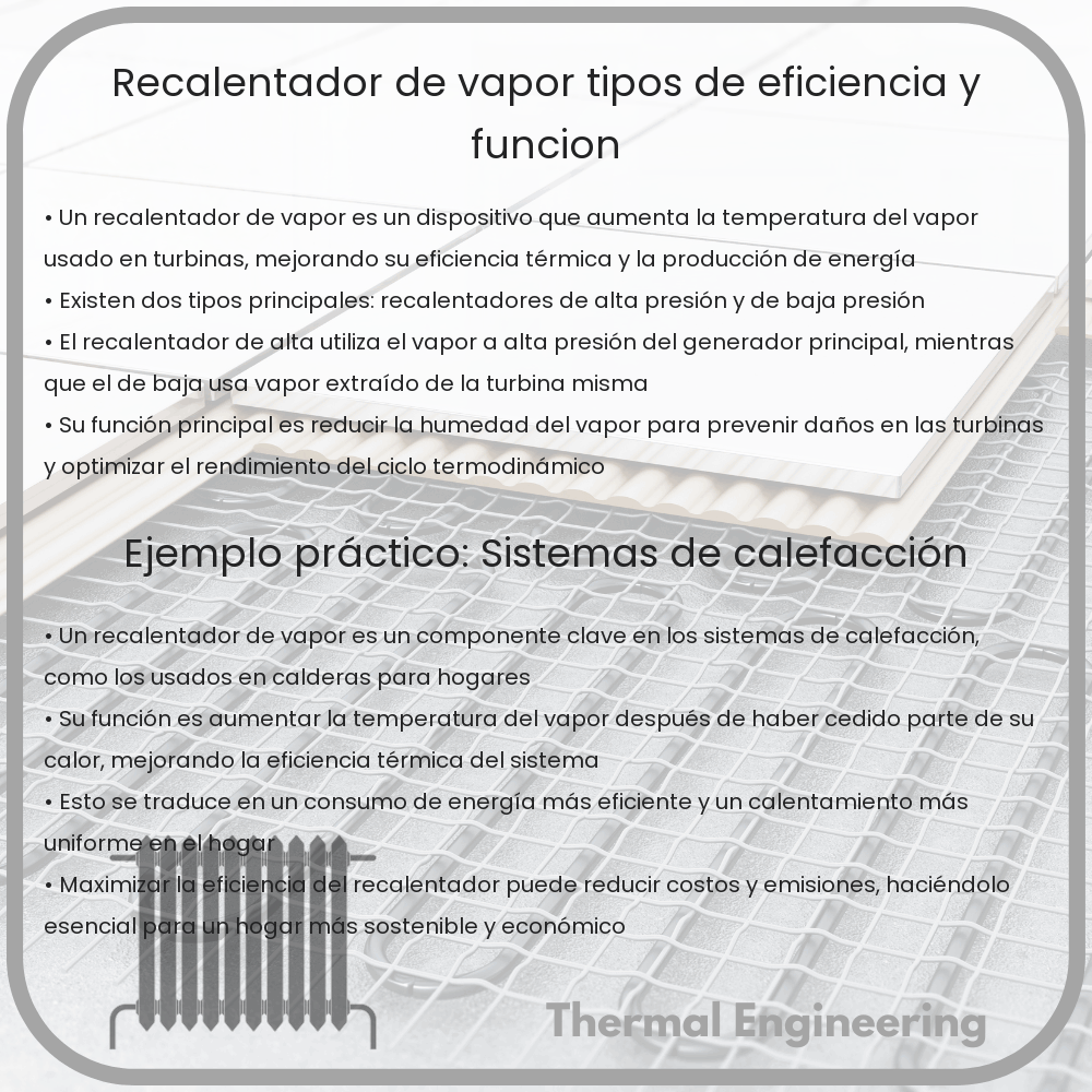Recalentador de Vapor | Tipos de Eficiencia y Función