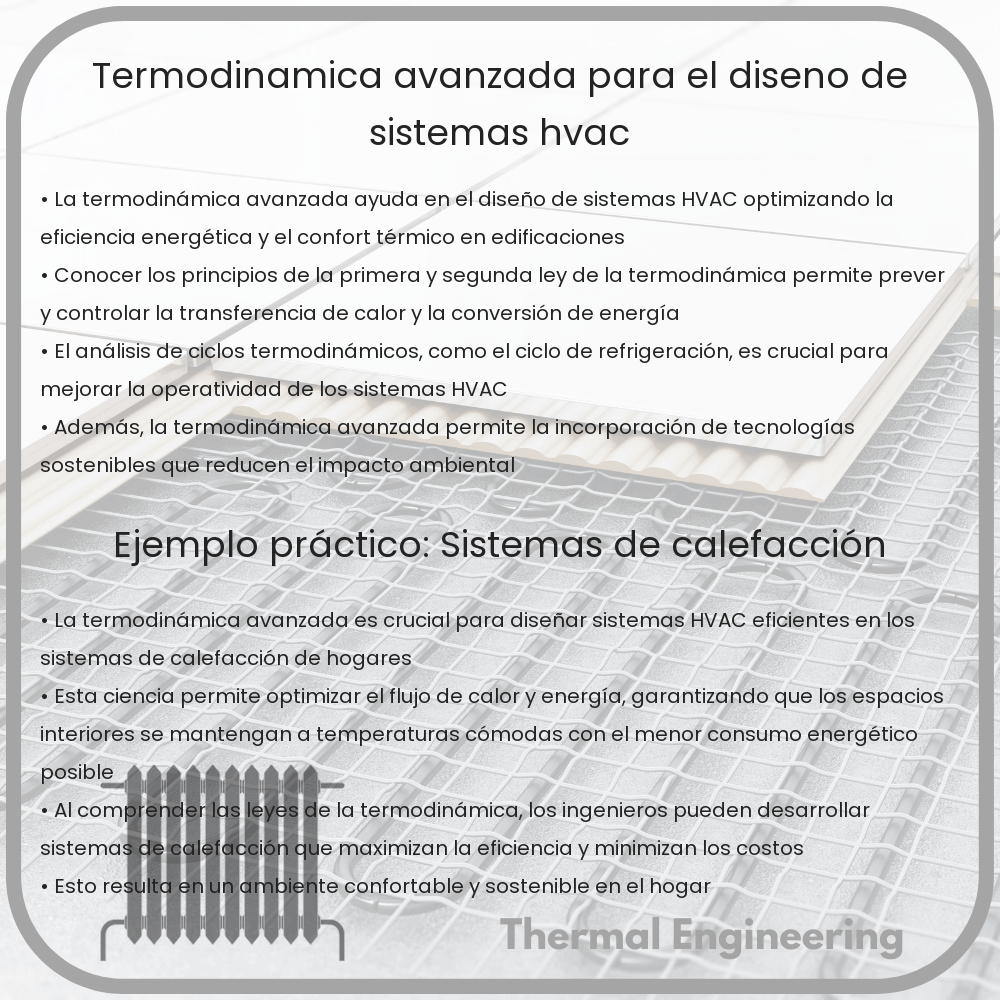Termodinámica avanzada para el diseño de sistemas HVAC