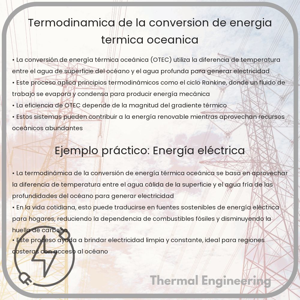 Termodinámica de la conversión de energía térmica oceánica