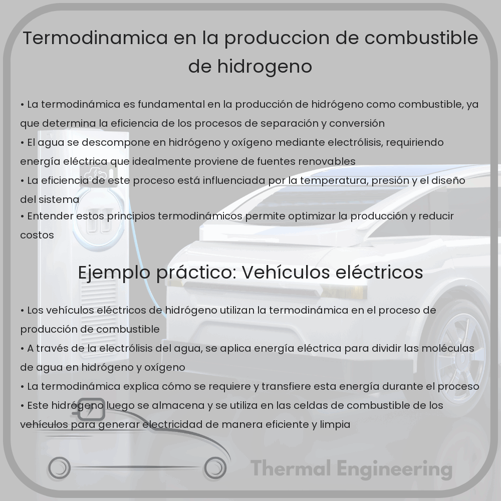 Termodinámica en la producción de combustible de hidrógeno