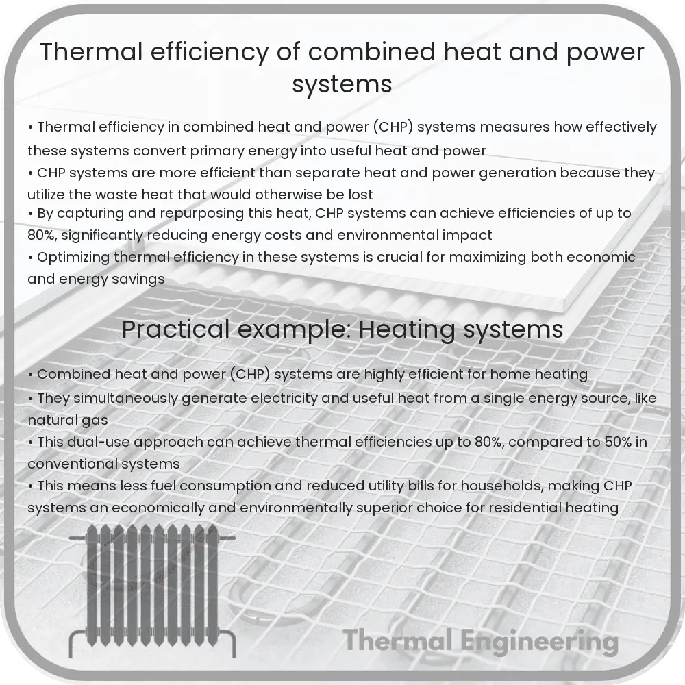 Thermal efficiency of combined heat and power systems