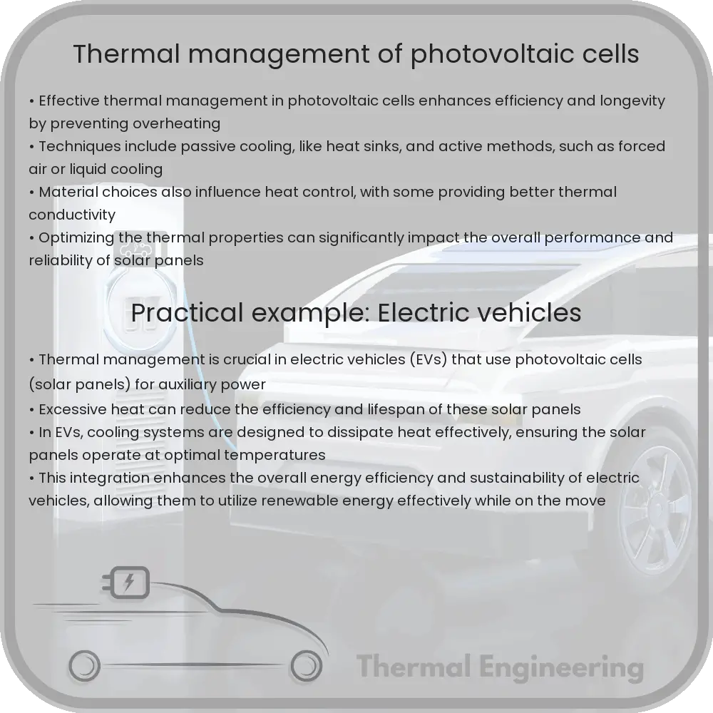 Thermal management of photovoltaic cells