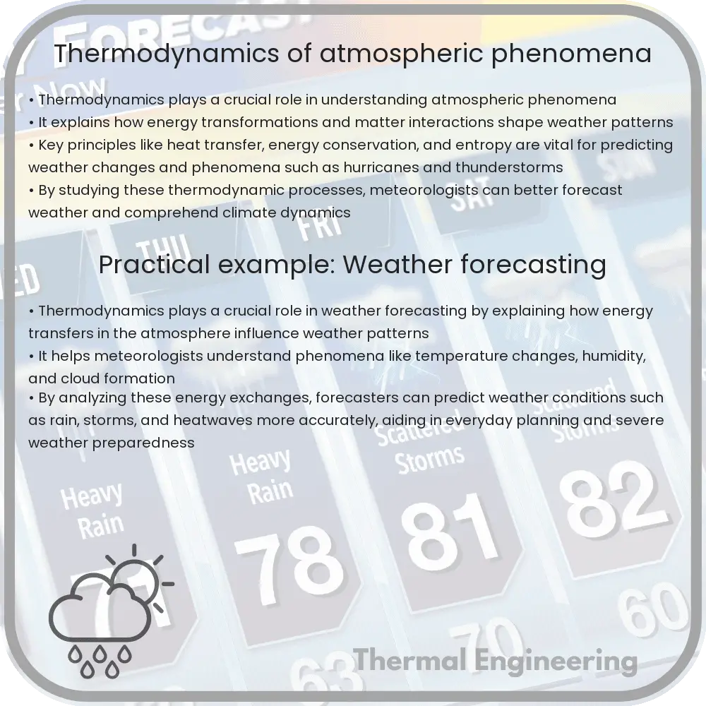 Thermodynamics of atmospheric phenomena