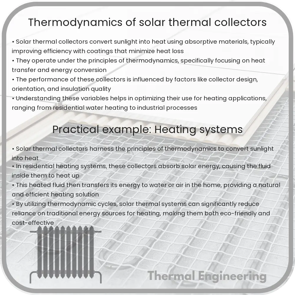 Thermodynamics of solar thermal collectors