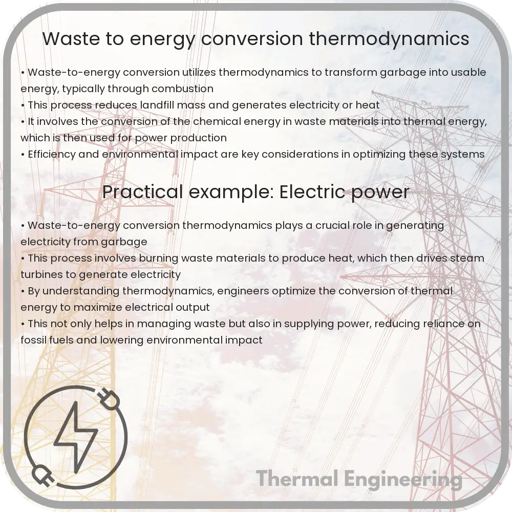 Waste-to-energy conversion thermodynamics