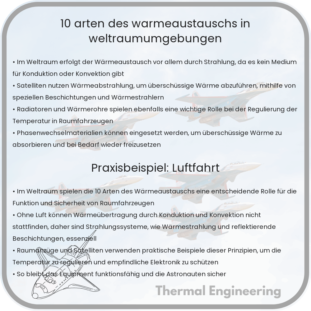 10 Arten des Wärmeaustauschs in Weltraumumgebungen