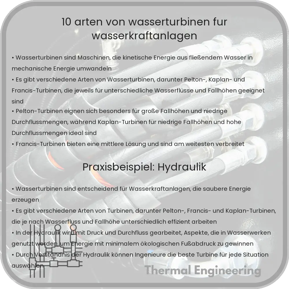 10 Arten von Wasserturbinen für Wasserkraftanlagen