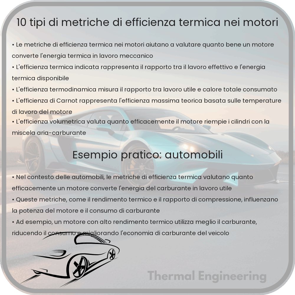 10 Tipi di Metriche di Efficienza Termica nei Motori