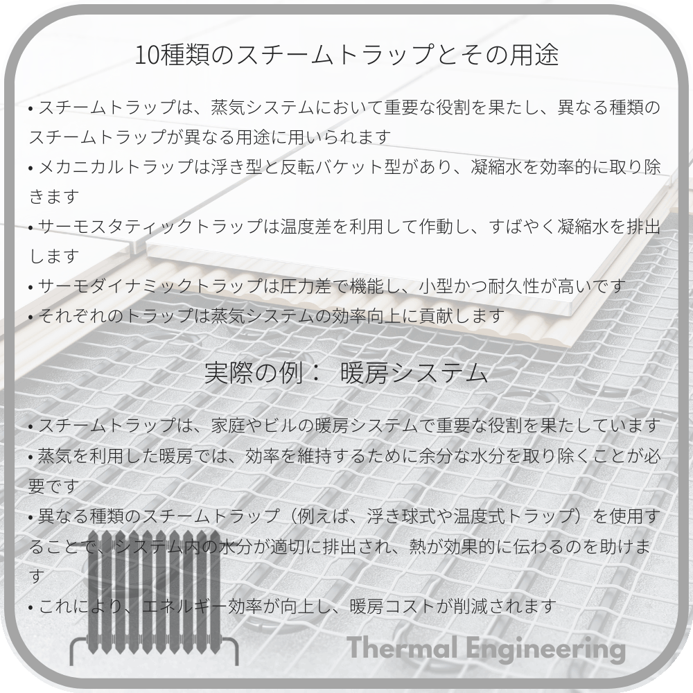 10種類のスチームトラップとその用途
