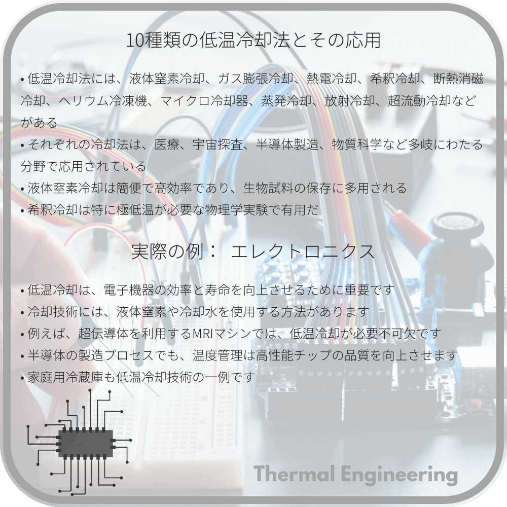 10種類の低温冷却法とその応用