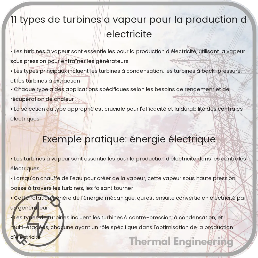 11 Types de Turbines à Vapeur pour la Production d'Électricité