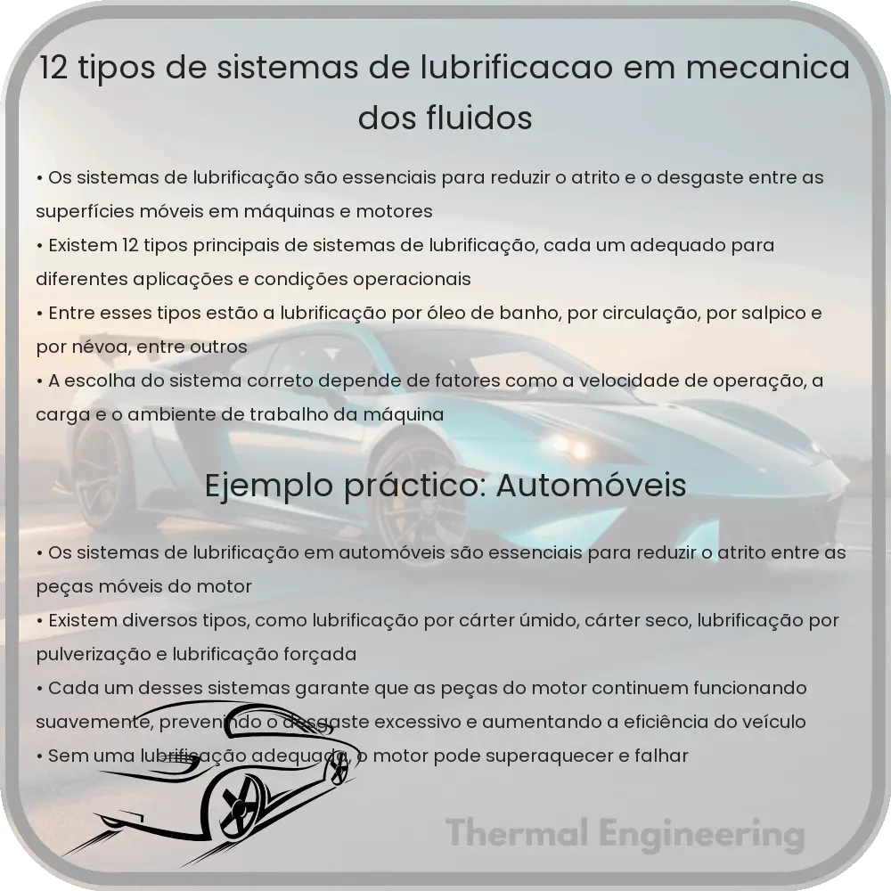 12 Tipos de Sistemas de Lubrificação em Mecânica dos Fluidos