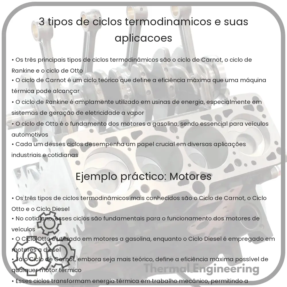 3 Tipos de Ciclos Termodinâmicos e Suas Aplicações