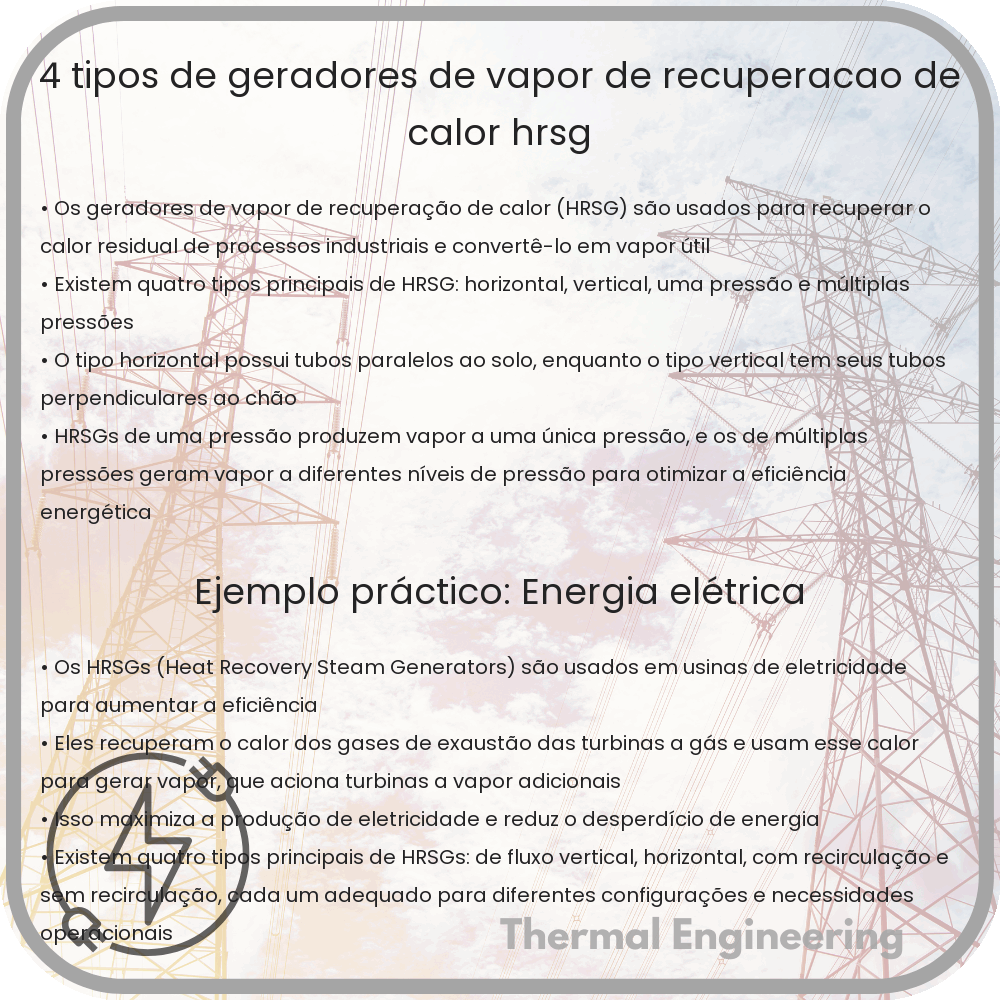 4 Tipos de Geradores de Vapor de Recuperação de Calor (HRSG)