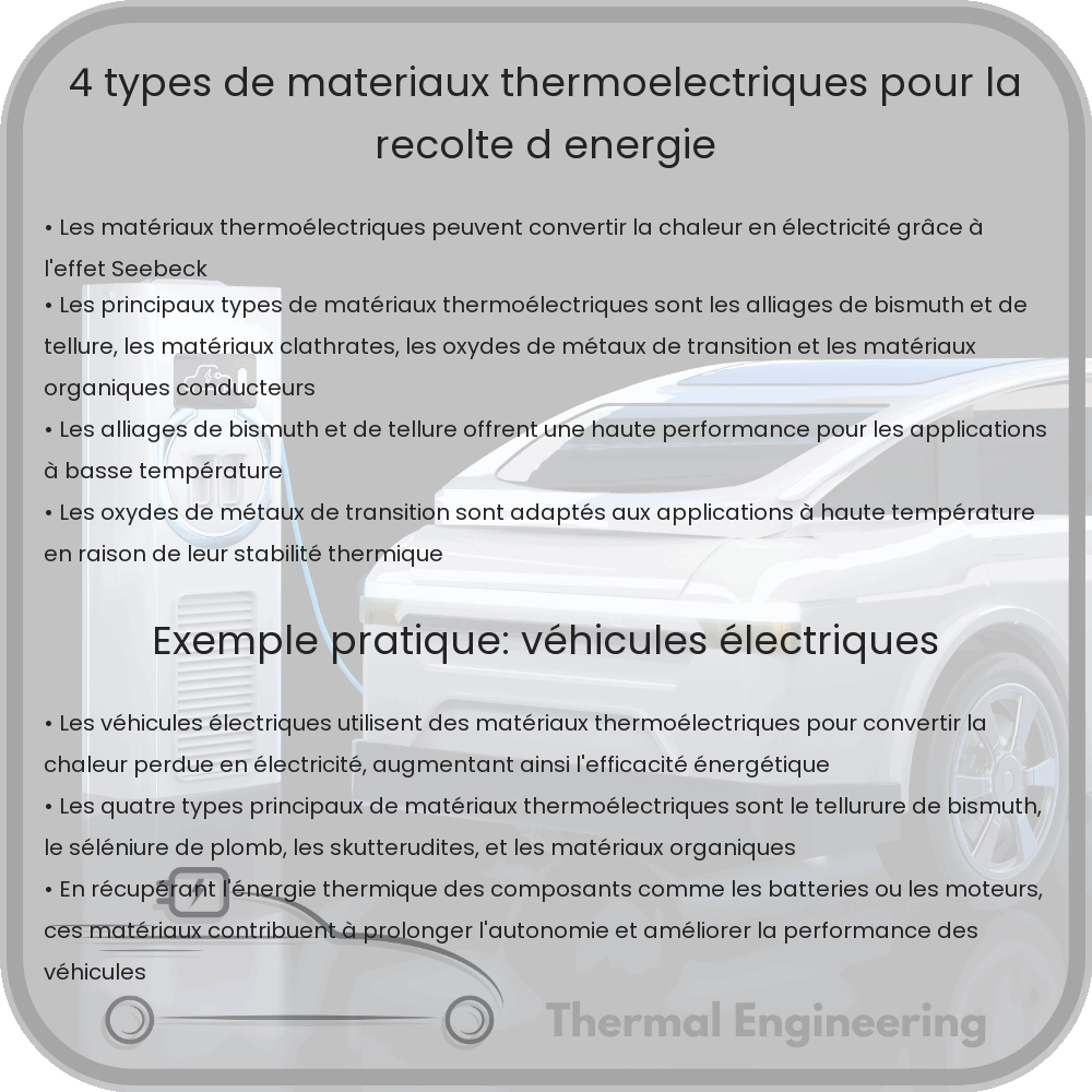 4 Types de Matériaux Thermoélectriques pour la Récolte d'Énergie