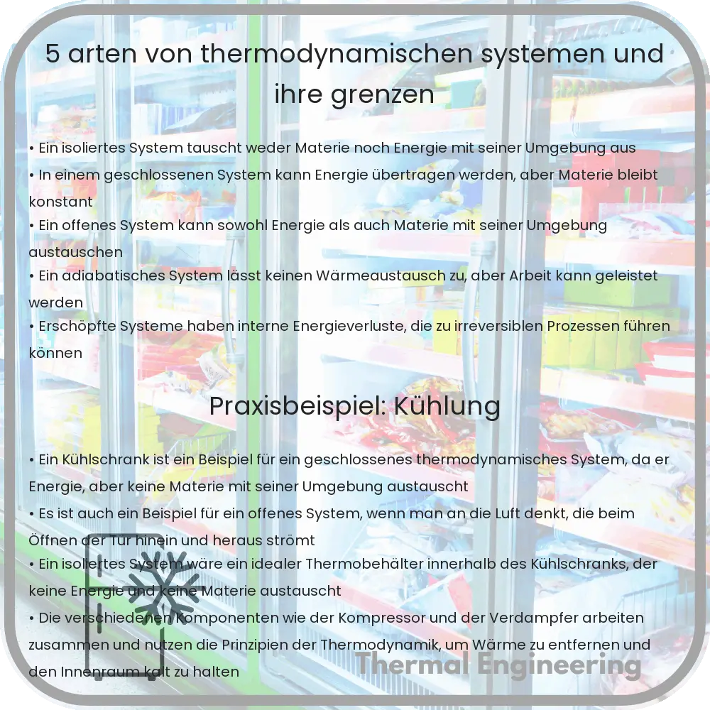 5 Arten von thermodynamischen Systemen und ihre Grenzen