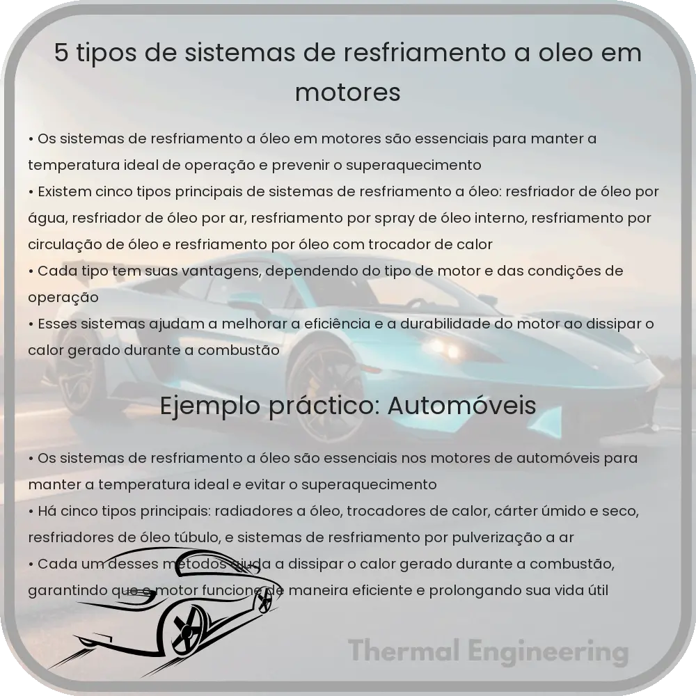 5 Tipos de Sistemas de Resfriamento a Óleo em Motores