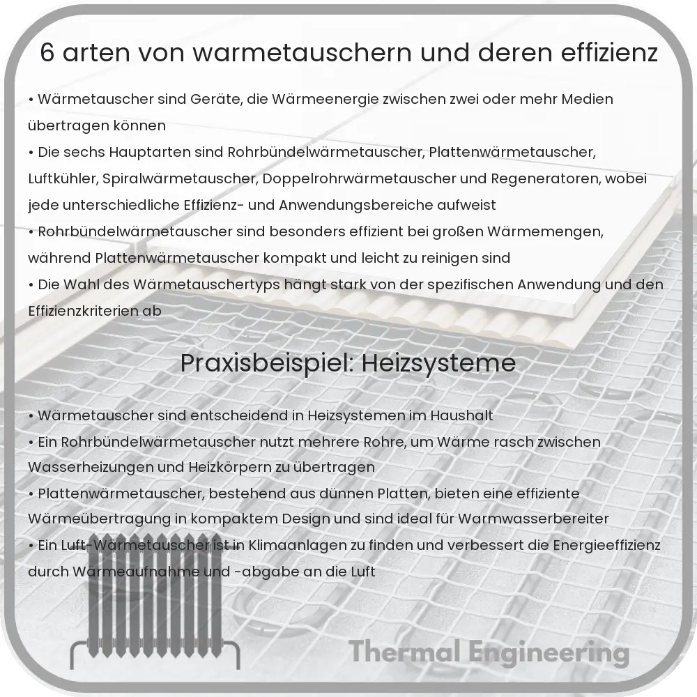 6 Arten von Wärmetauschern und deren Effizienz