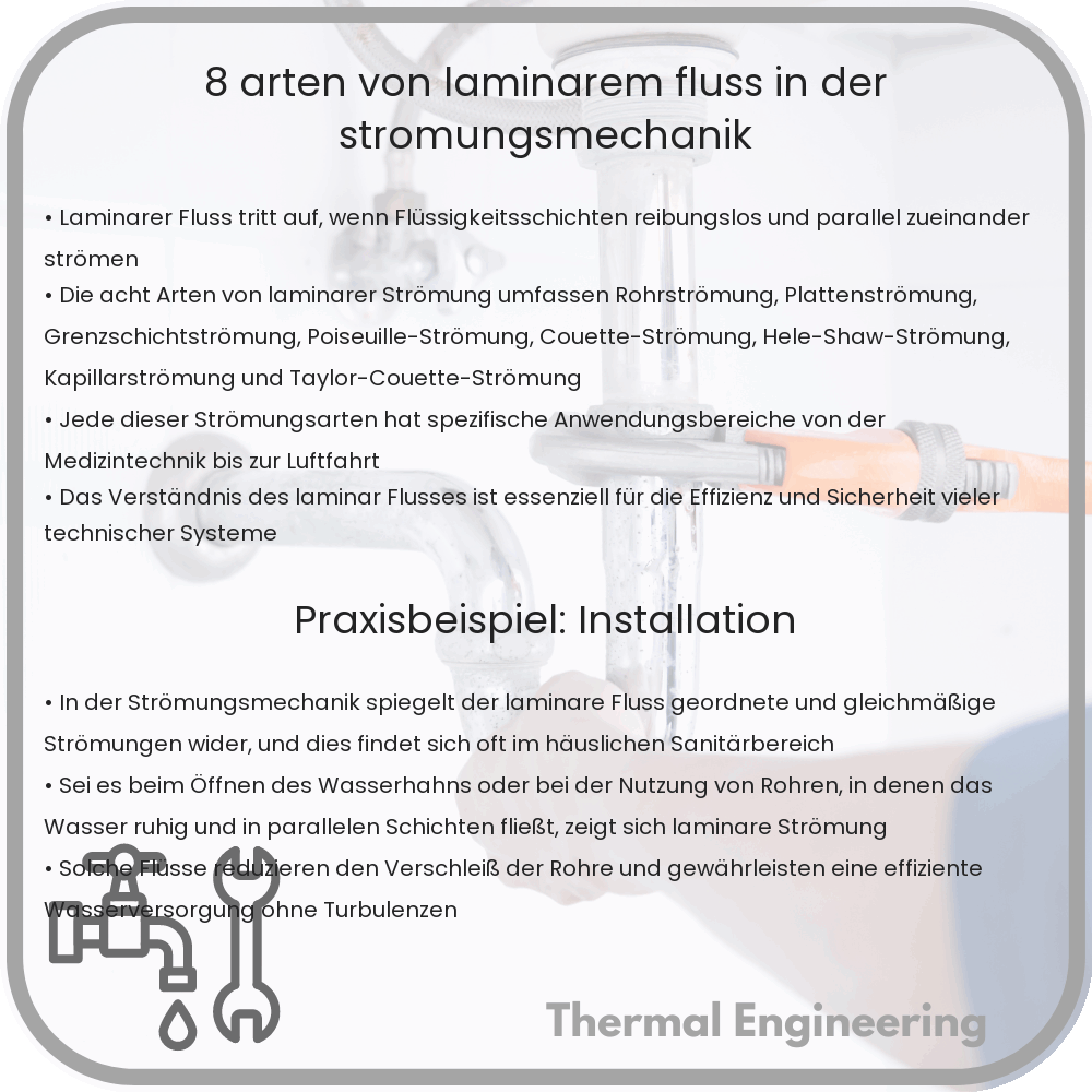 8 Arten von laminarem Fluss in der Strömungsmechanik