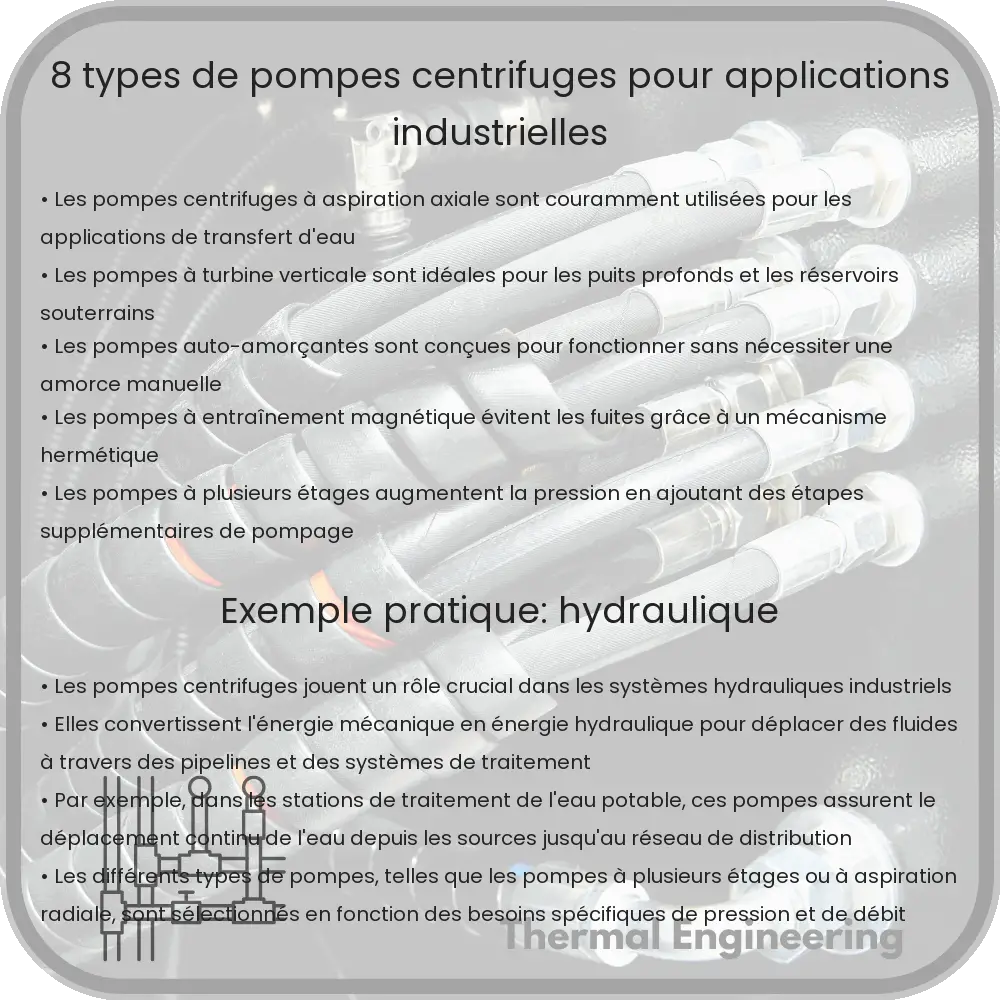 8 Types de Pompes Centrifuges pour Applications Industrielles