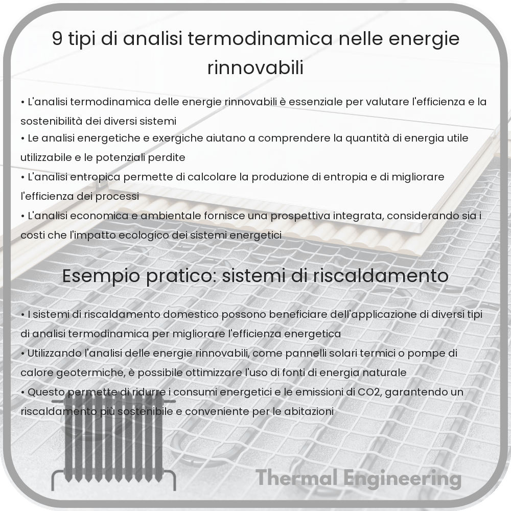 9 Tipi di Analisi Termodinamica nelle Energie Rinnovabili